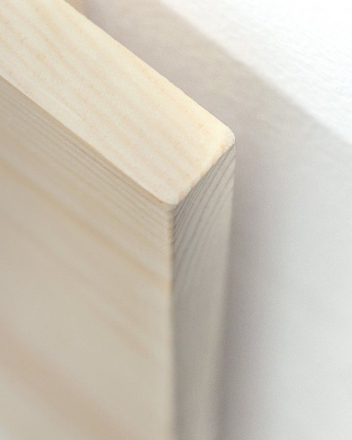 Print - Cabecero de madera maciza estampado motivo 'Geométrico marrón" en tono natural de varias medidas 