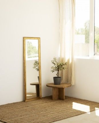 Mojácar - Espejo de madera maciza en acabado dorado con forma rectangular en varias medidas