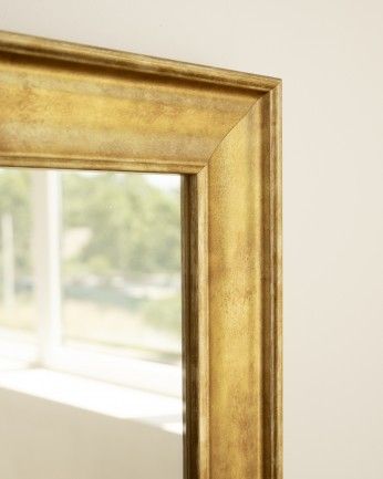 Mojácar - Espejo de madera maciza en acabado dorado con forma rectangular en varias medidas