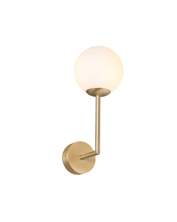 Kaia - Lámpara de pared dorada elaborada con estructura de metal y difusor de cristal