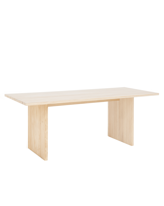 Nielo - Mesa de comedor barnizada de madera maciza en tono natural de varias medidas
