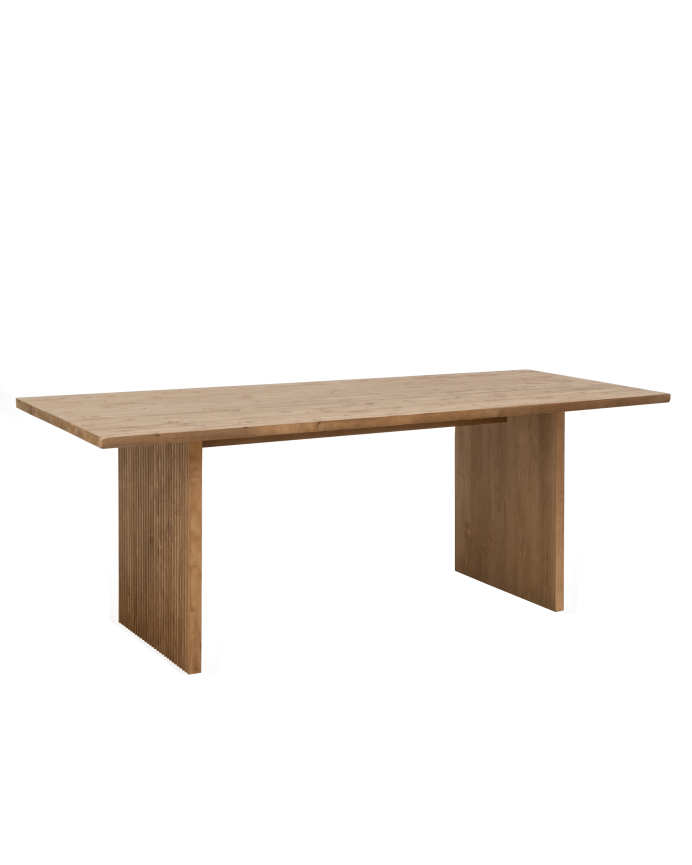 Nielo - Mesa de comedor barnizada de madera maciza en tono roble oscuro de varias medidas
