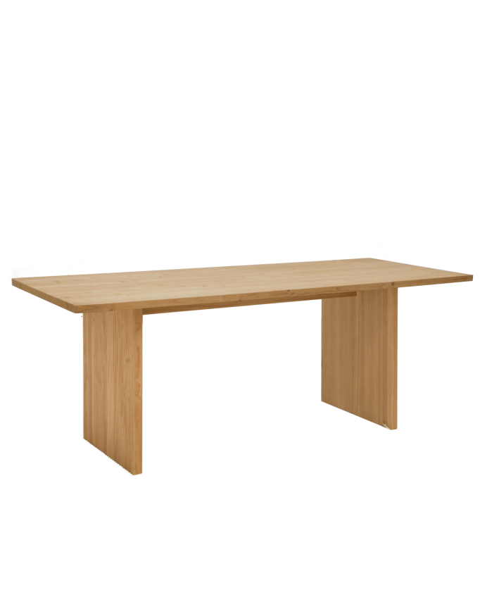 Nielo - Mesa de comedor barnizada de madera maciza en tono roble medio de varias medidas