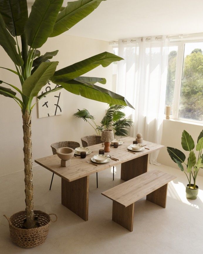 Nielo - Mesa de comedor barnizada de madera maciza en tono roble oscuro de varias medidas