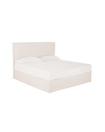 Marlon - Funda para cama con canapé desenfundable de lino blanco para colchón de varias medidas