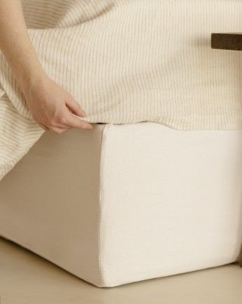 Marlon - Funda para cama con canapé desenfundable de lino blanco para colchón de varias medidas