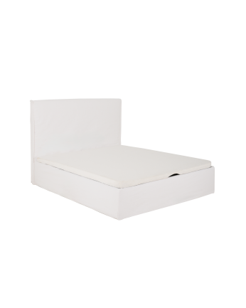 Marlon - Funda para cama con canapé desenfundable de lino blanco para colchón de varias medidas