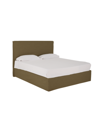 Marlon - Funda para cama con canapé desenfundable de lino verde para colchón de varias medidas