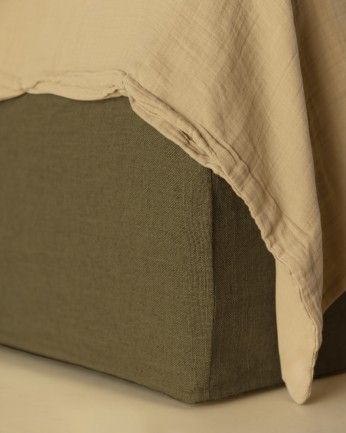 Marlon - Funda para cama con canapé desenfundable de lino verde para colchón de varias medidas