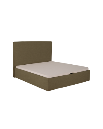Marlon - Funda para cama con canapé desenfundable de lino verde para colchón de varias medidas