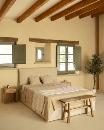 Marlon - Funda para cama con canapé desenfundable de lino beige para colchón de varias medidas