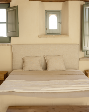Marlon - Funda para cama con canapé desenfundable de lino beige para colchón de varias medidas