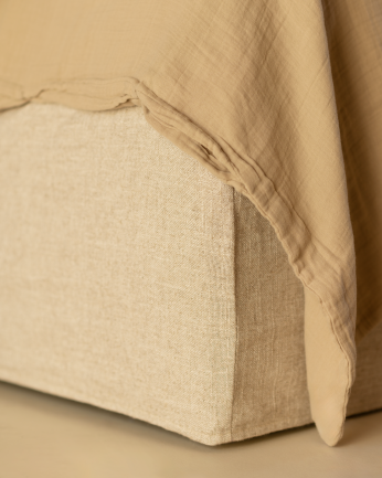 Marlon - Funda para cama con canapé desenfundable de lino beige para colchón de varias medidas