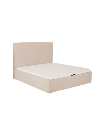 Marlon - Funda para cama con canapé desenfundable de lino beige para colchón de varias medidas