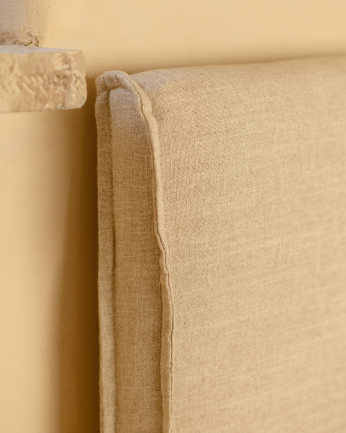 Marlon - Funda para cama con canapé desenfundable de lino beige para colchón de varias medidas