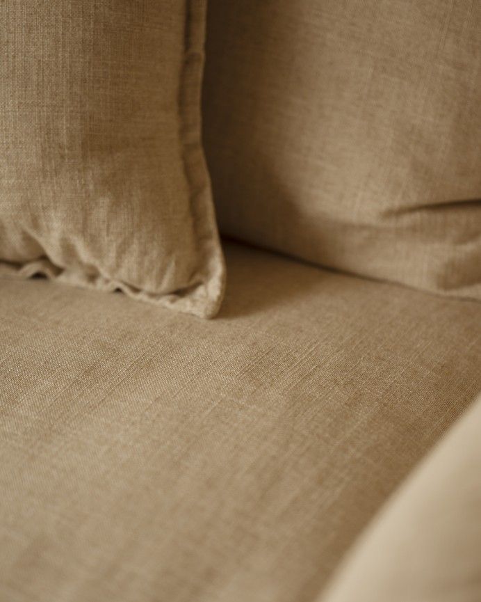 Marlon - Funda de butaca de algodón y lino desenfundable tono beige de 100x90cm