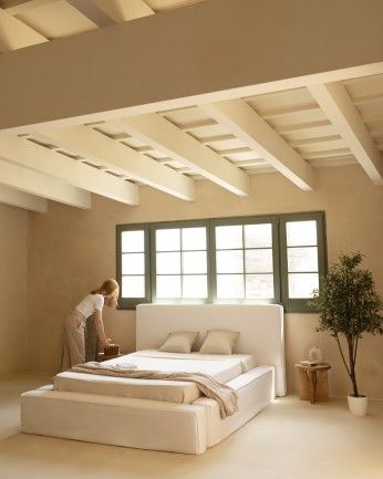 Valeria - Funda para cama desenfundable de lino blanco para colchón de varias medidas