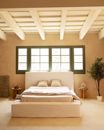 Valeria - Funda para cama desenfundable de lino blanco para colchón de varias medidas