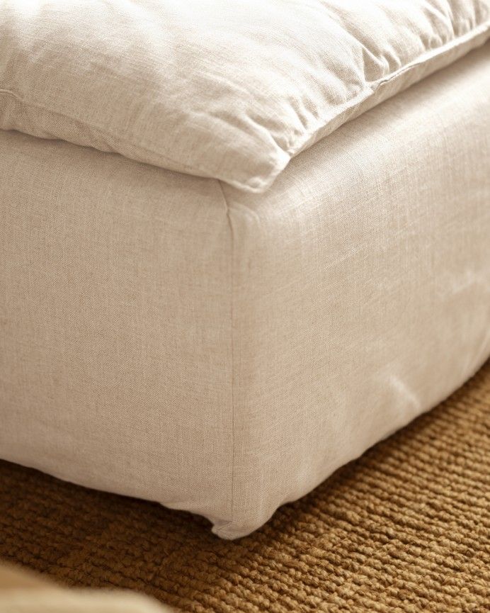Nam - Funda de puf de algodón y lino desenfundable tono blanco de 87x87cm