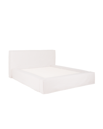 Valeria - Funda para cama desenfundable de lino blanco para colchón de varias medidas