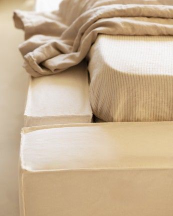 Valeria - Funda para cama desenfundable de lino blanco para colchón de varias medidas
