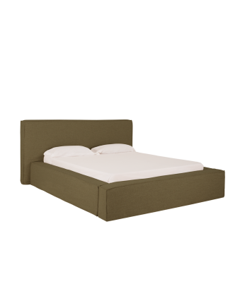 Valeria - Funda para cama desenfundable de lino verde para colchón de varias medidas