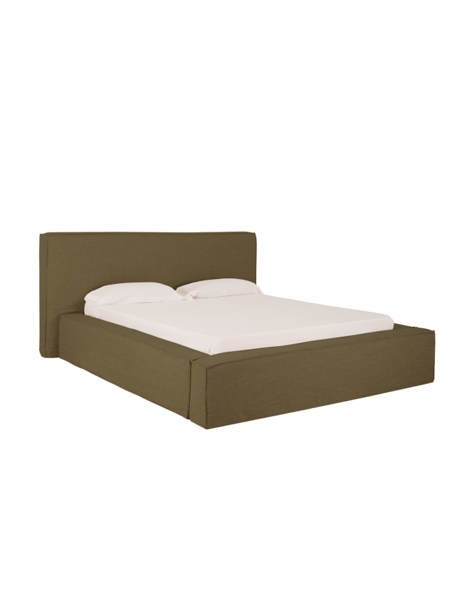 Valeria - Funda para cama desenfundable de lino verde para colchón de varias medidas
