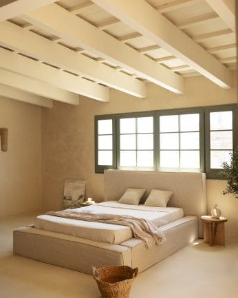 Valeria - Funda para cama desenfundable de lino beige para colchón de varias medidas
