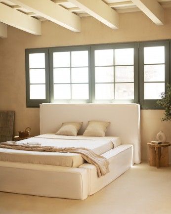 Valeria - Funda para cama desenfundable de lino blanco para colchón de varias medidas