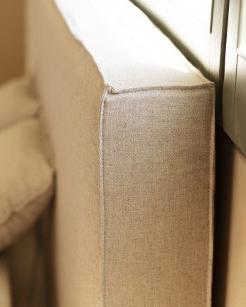 Valeria - Funda para cama desenfundable de lino beige para colchón de varias medidas