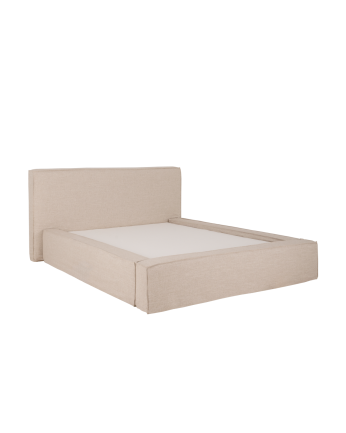 Valeria - Funda para cama desenfundable de lino beige para colchón de varias medidas
