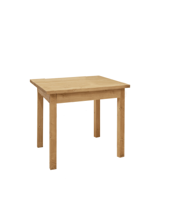 Mojácar - Mesa de comedor barnizada cuadrada de madera maciza en tono roble medio de 80x80cm