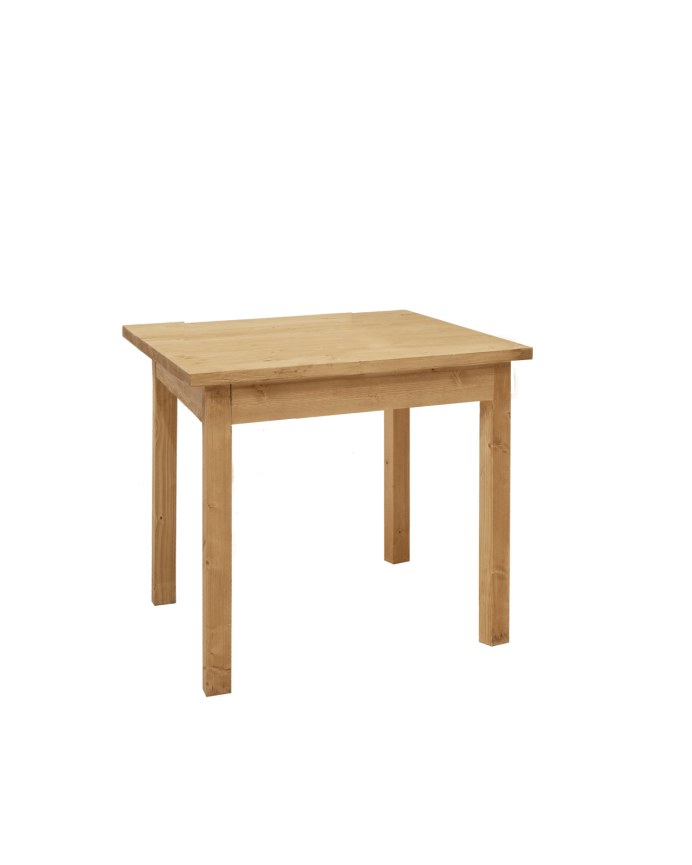 Mojácar - Mesa de comedor barnizada cuadrada de madera maciza en tono roble medio de 80x80cm