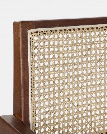 Kinay - Sillón de madera de olmo con asiento y respaldo de cannage tono marrón de 86x57cm
