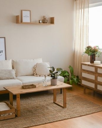 Santurce - Mesa de centro de madera maciza acabado roble oscuro de 120x60cm