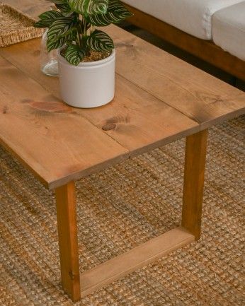 Santurce - Mesa de centro de madera maciza acabado roble oscuro de 120x60cm