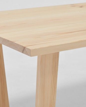 Ursúbil - Mesa de centro de madera maciza acabado natural de 120x60cm