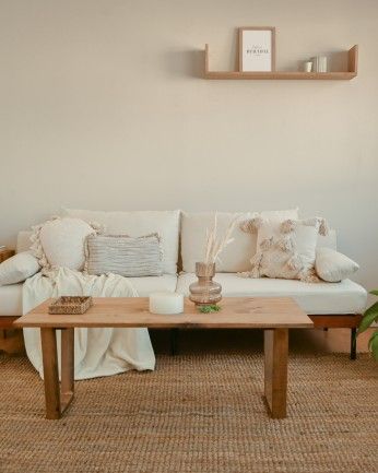 Ursúbil - Mesa de centro de madera maciza acabado roble oscuro de 120x60cm