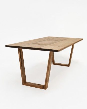 Ursúbil - Mesa de centro de madera maciza acabado roble oscuro de 120x60cm