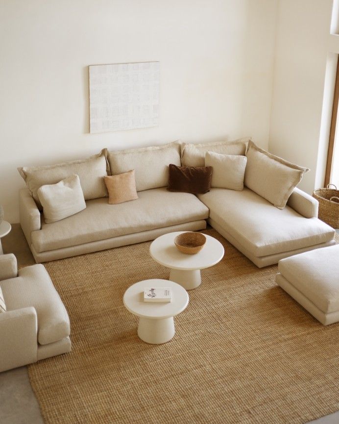 Camila - Sofá con chaise longue derecho tono beige de varias medidas