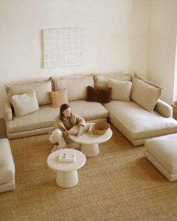 Camila - Sofá con chaise longue derecho tono beige de varias medidas