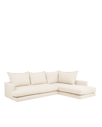 Camila - Sofá con chaise longue derecho tono blanco roto de varias medidas