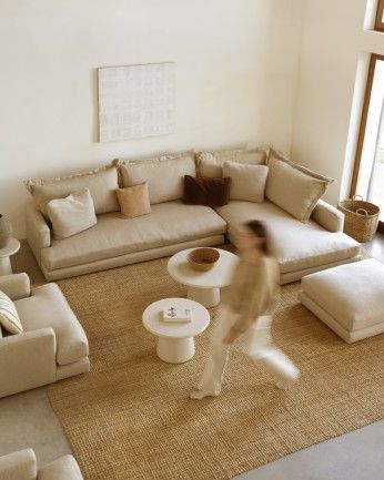 Camila - Sofá con chaise longue derecho tono beige de varias medidas