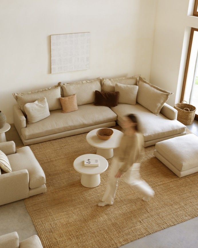 Camila - Sofá con chaise longue derecho tono beige de varias medidas