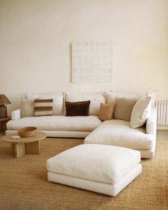 Camila - Sofá con chaise longue derecho tono blanco roto de varias medidas