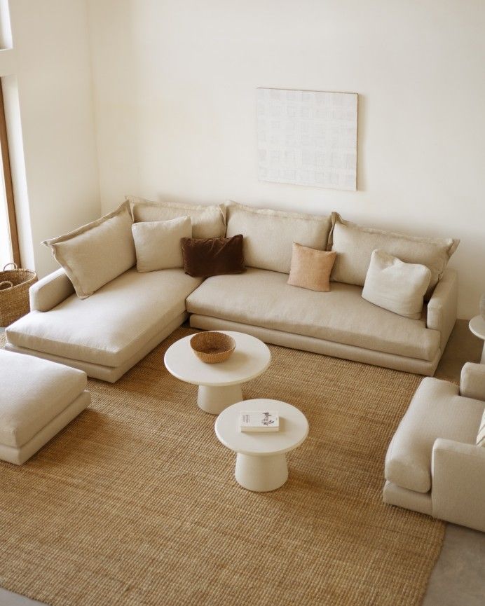 Camila - Sofá con chaise longue izquierdo tono beige de varias medidas
