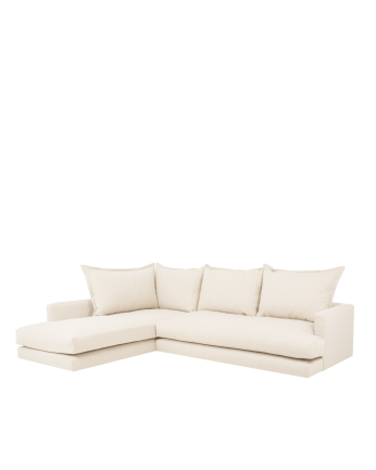 Camila - Sofá con chaise longue izquierdo tono blanco roto de varias medidas