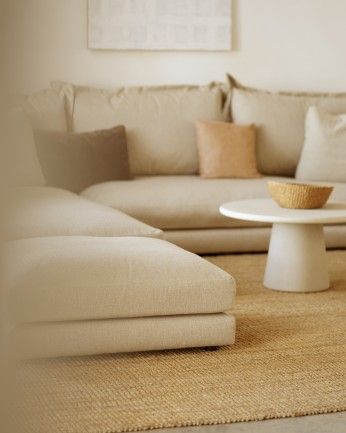 Camila - Sofá con chaise longue izquierdo tono beige de varias medidas
