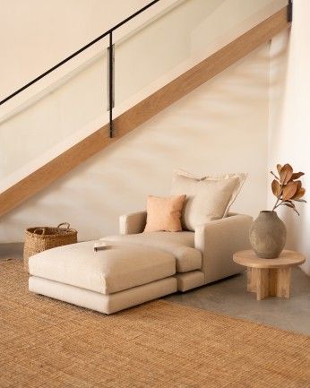 Camila - Puf tono beige de 96x78cm