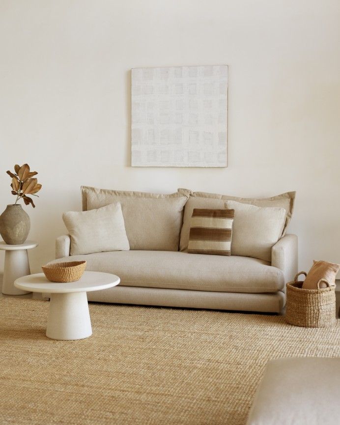Camila - Sofá recto tono beige de 215x105cm